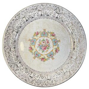 Vintage LaMode Parisian Center Floral 10" China Plate 22-K Gold Made in USA